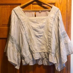 American Eagle Flowy Shirt Embroidered